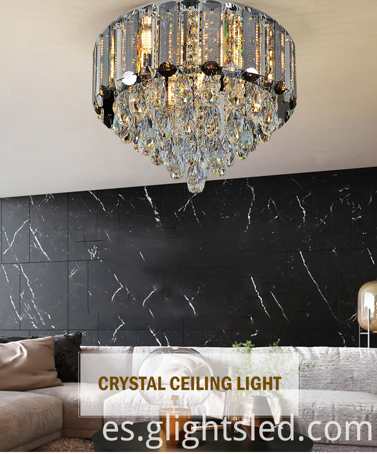Sala de estar de ahorro de energía moderna de acero inoxidable de lujo blanco K9 cristal lámpara colgante de araña led